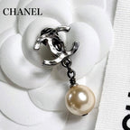 Chanel Pearl Earrings One Ear Silver Coco Mark with Claw — view 2