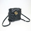 Gucci GG Marmont Backpack Black Gold Leather X