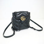 Gucci GG Marmont Backpack Black Gold Leather X