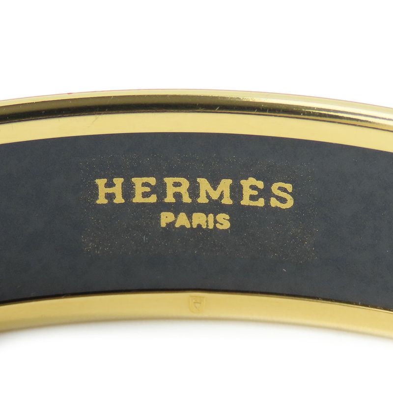Hermes Bangle Emile Metal Enamel Red Multicolor Gold Hardware Accessories — view 6