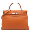 Hermes Kelly 35 Potiron Silver Togo Retourne 2-Way Shoulder Bag