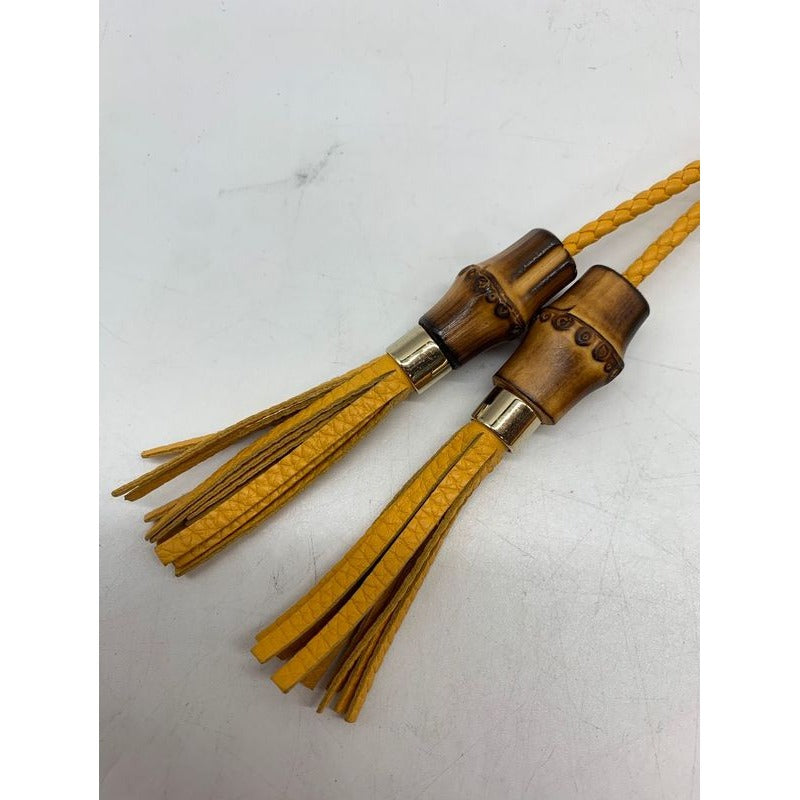 Gucci Clutch Bag Yellow Fringe Bamboo Second 1573 — view 9