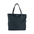 Prada Tessuto Triangle Logo Plate Black Silver Hardware Nylon Tote Bag