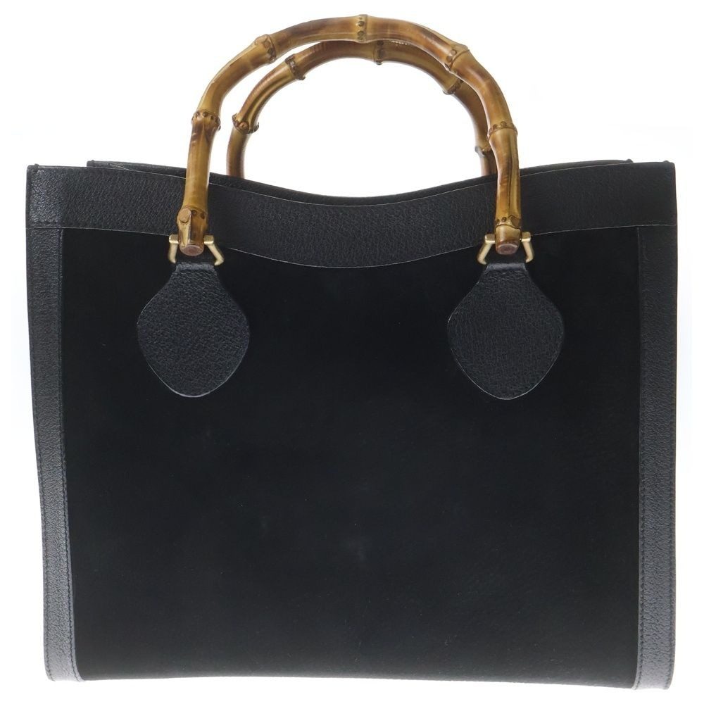 Gucci Bamboo Suede Leather Handbag Black