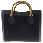 Gucci Bamboo Suede Leather Handbag Black