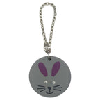 Hermes Rabbit Motif Bag Charm Leather Gray