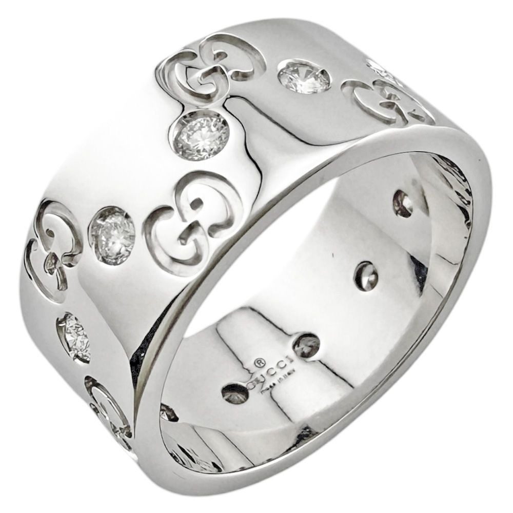 Gucci Icon Wide Ring 18k Gold 18k White Diamond