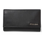 Prada Key Case Key Holder 6 Leather Nero Black Silver — view 2