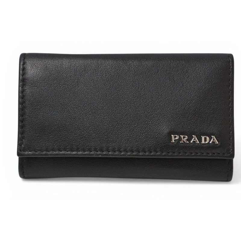 Prada Key Case Key Holder 6 Leather Nero Black Silver — view 2