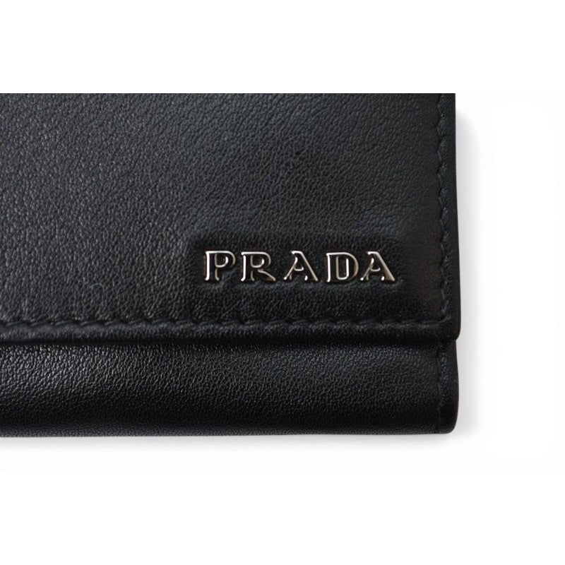 Prada Key Case Key Holder 6 Leather Nero Black Silver — view 6