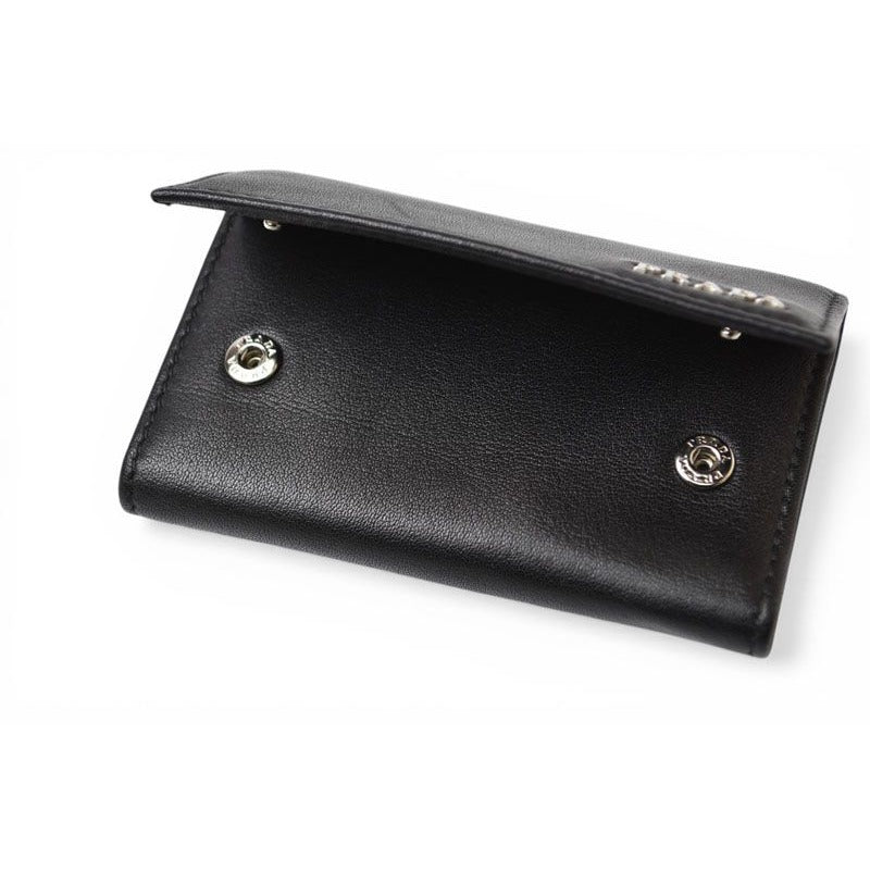 Prada Key Case Key Holder 6 Leather Nero Black Silver — view 8