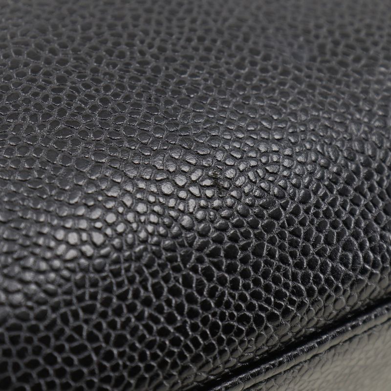 Chanel Logo Caviar Leather Black Handbag — view 7