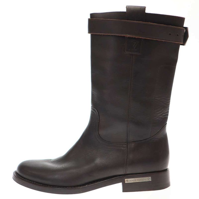Louis Vuitton Heel Logo Leather Engineer Boots Go0032 Brown 7 — view 2
