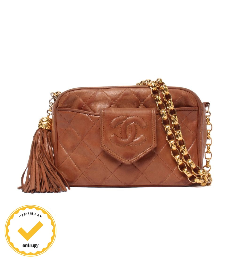 Chanel Chain Shoulder Bag Lambskin Gold Quilted