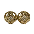 Dior Earrings Gold Rhinestone Clear