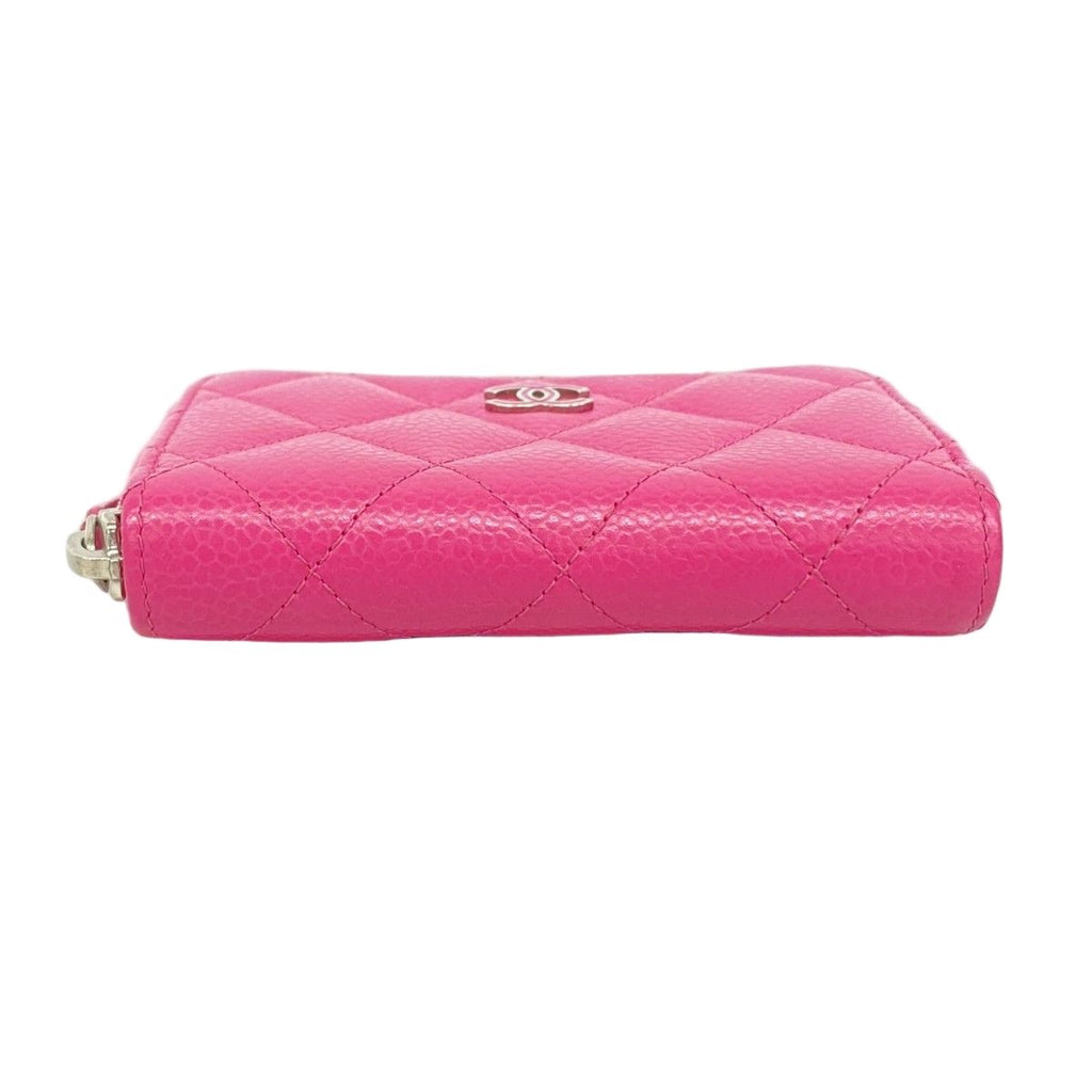 Chanel Coin Case Quilted Caviar Leather Pink Silver — view 2