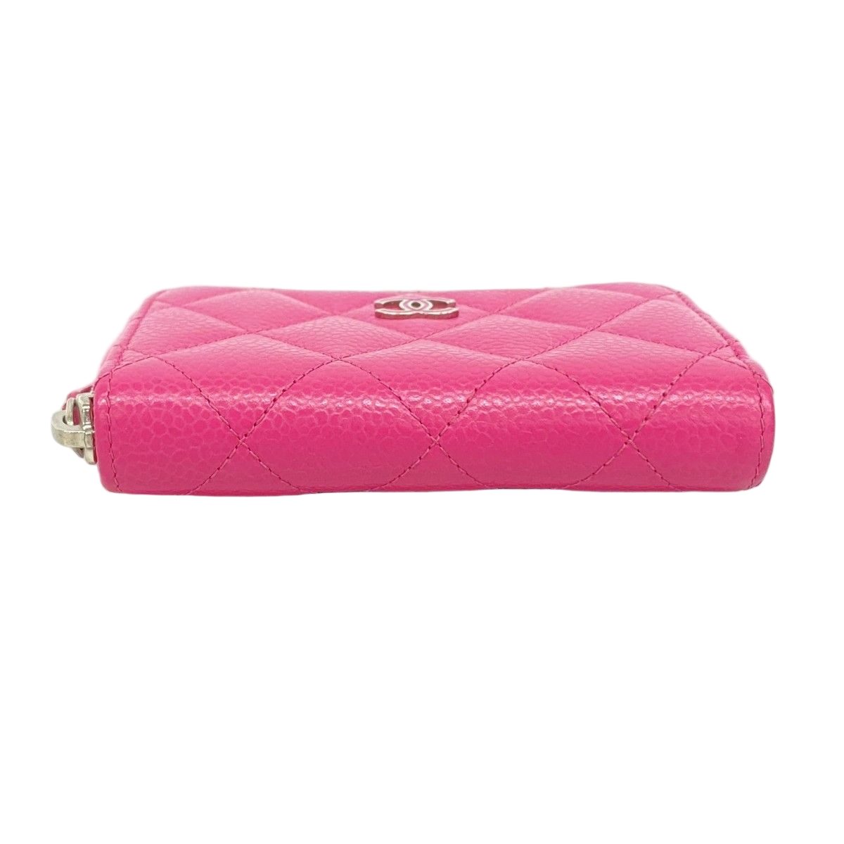 Chanel Coin Case Quilted Caviar Leather Pink Silver — view 2