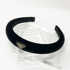 Prada Triangle Logo Velour Headband Velvet