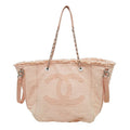 Chanel Large Shopping Bag Tote Hand Silver Hardware Pink