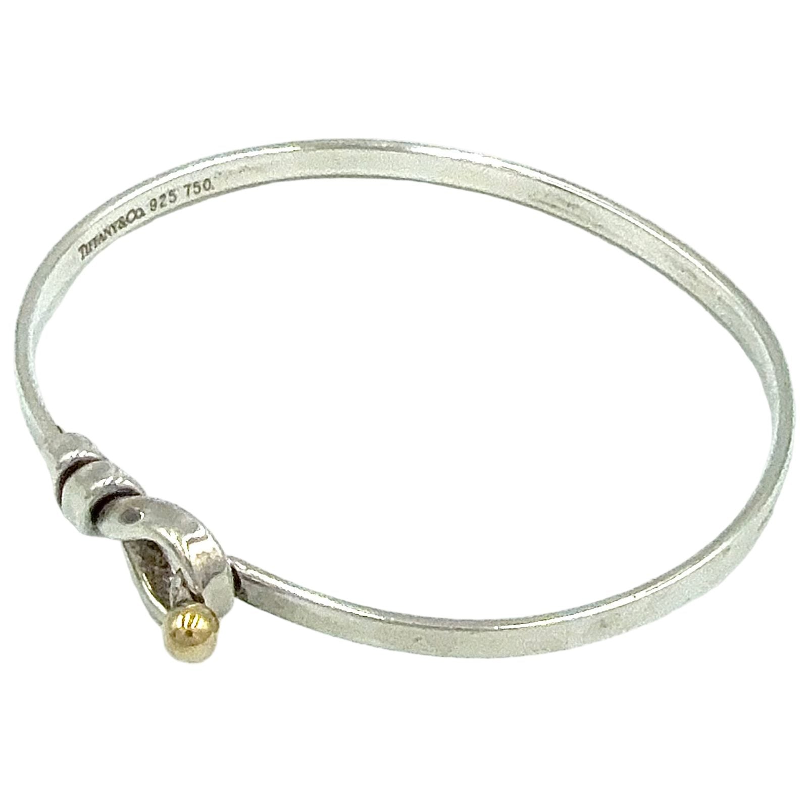 Tiffany & Co Hook Eye Yellow Gold Silver Bangle Bracelet — view 2