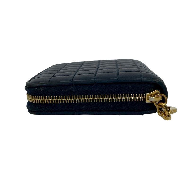 Celine CC Charm Compact Wallet Quilted Leather Round Zip Bifold — view 4