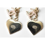Chanel Swing Earrings CC Mark Heart Motif Pink — view 3