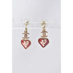 Chanel Swing Earrings CC Mark Heart Motif Pink — view 8