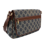 Celine Leather Denim Brown Blue Shoulder Bag Gold — view 2