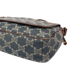 Celine Leather Denim Brown Blue Shoulder Bag Gold — view 5