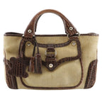 Celine Boogie Bag Triomphe Charm Straw Shape Pressed Leather Brown