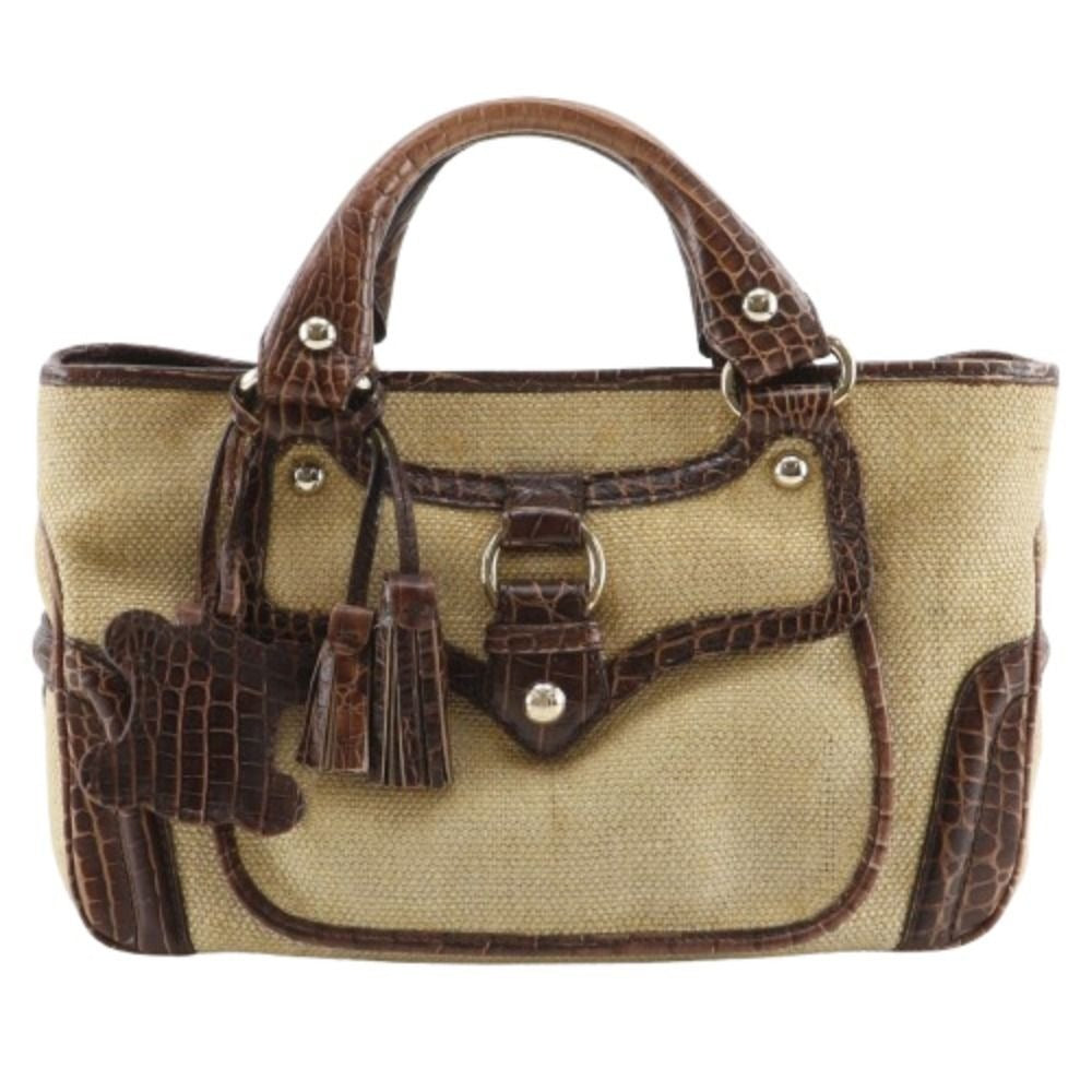 Celine Boogie Bag Triomphe Charm Straw Shape Pressed Leather Brown