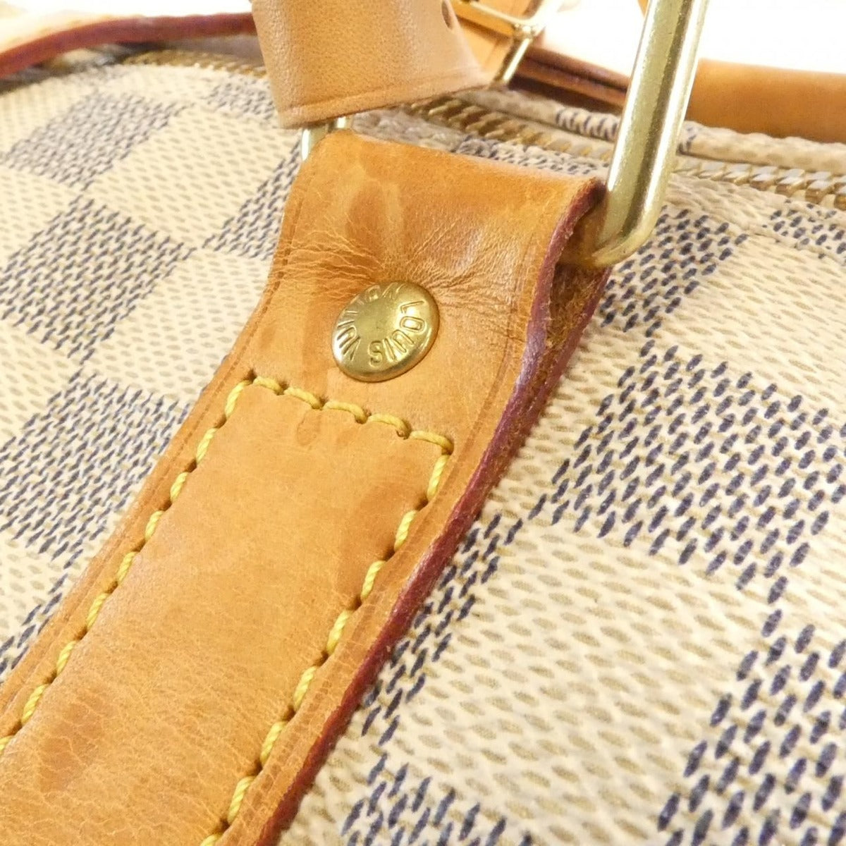 Louis Vuitton Damier Azur Keepall Bandouliere Boston Bag Gold — view 6