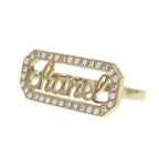 Chanel Double Finger L23 B Metal Stone Faux Pearl Gold Ring