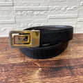 Celine Leather Triomphe Buckle Gold Belt Black Brown