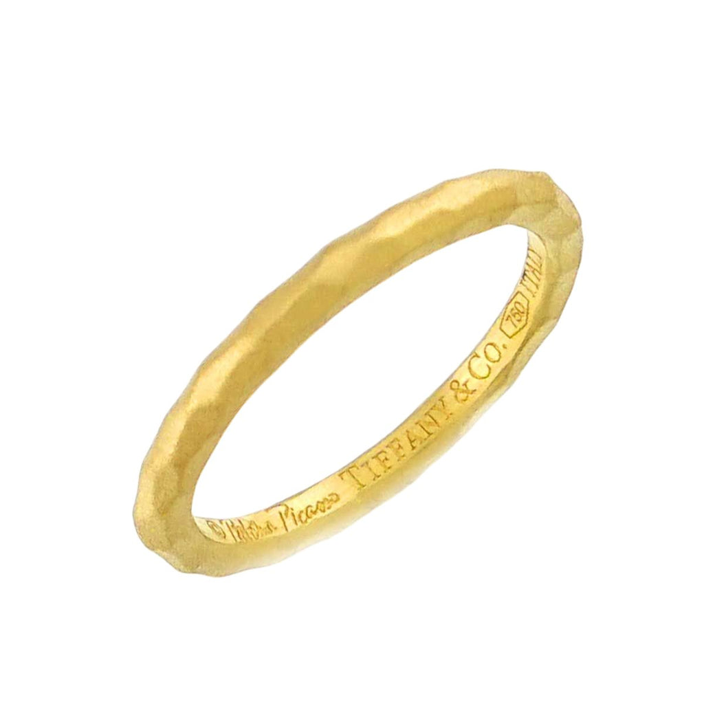 Tiffany & Co Milgrain Band Ring 18k YG Yellow Gold 750 Together