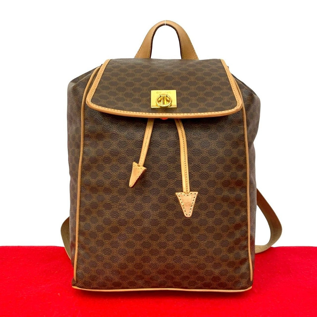 Celine Vintage Macadam Blason Pattern Ring Leather