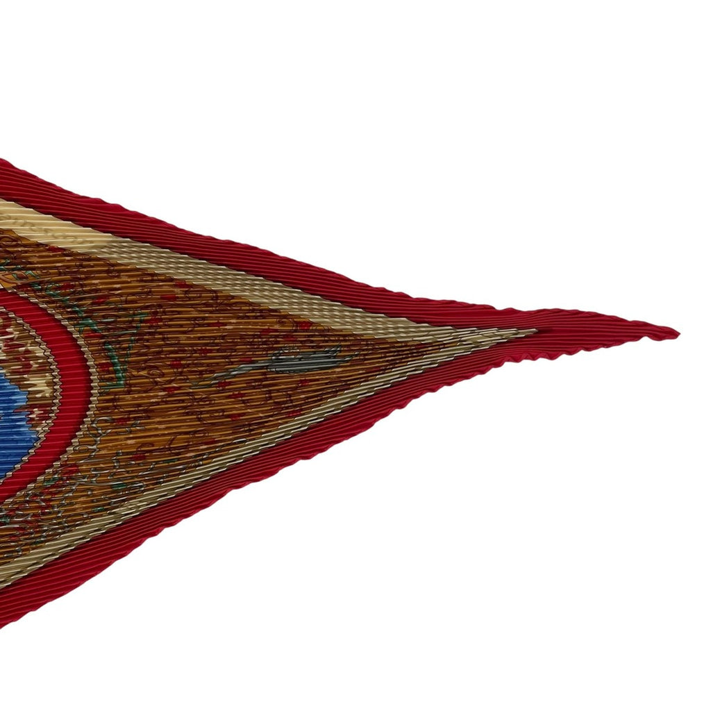 Hermes Scarf Pleated Silk World Map Red — view 5