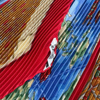 Hermes Scarf Pleated Silk World Map Red — view 7