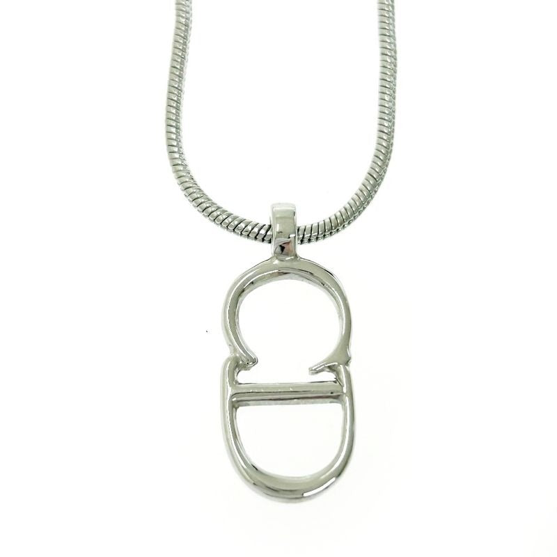 Christian Dior CD Logo Necklace Women Silver