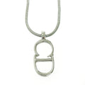 Christian Dior CD Logo Necklace Women Silver