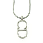 Christian Dior CD Logo Necklace Women Silver