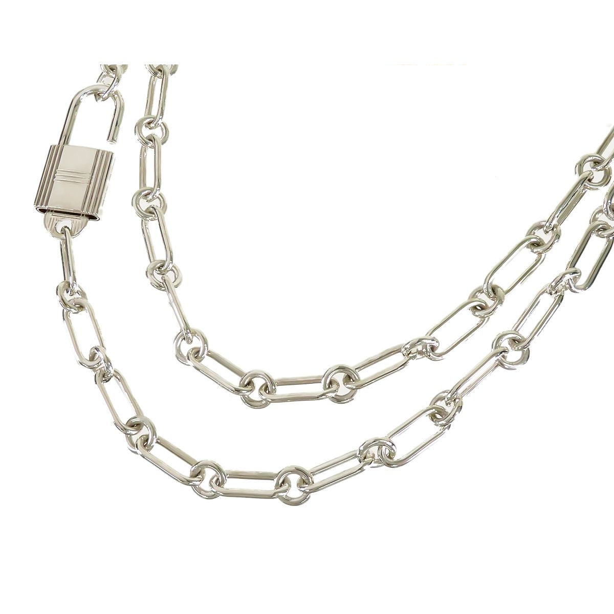 Hermes Alpha Kelly Long Silver Necklace