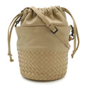 Bottega Veneta Intrecciato Shoulder Bag Crossbody Drawstring Leather Beige