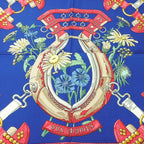 Hermes Scarf Carre 90 Silk 100% Field To Aux Champs Navy Blue Pink — view 3