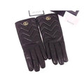 Gucci GG Marmont Lambskin Gloves Size 7 1/2 Black Aw1911