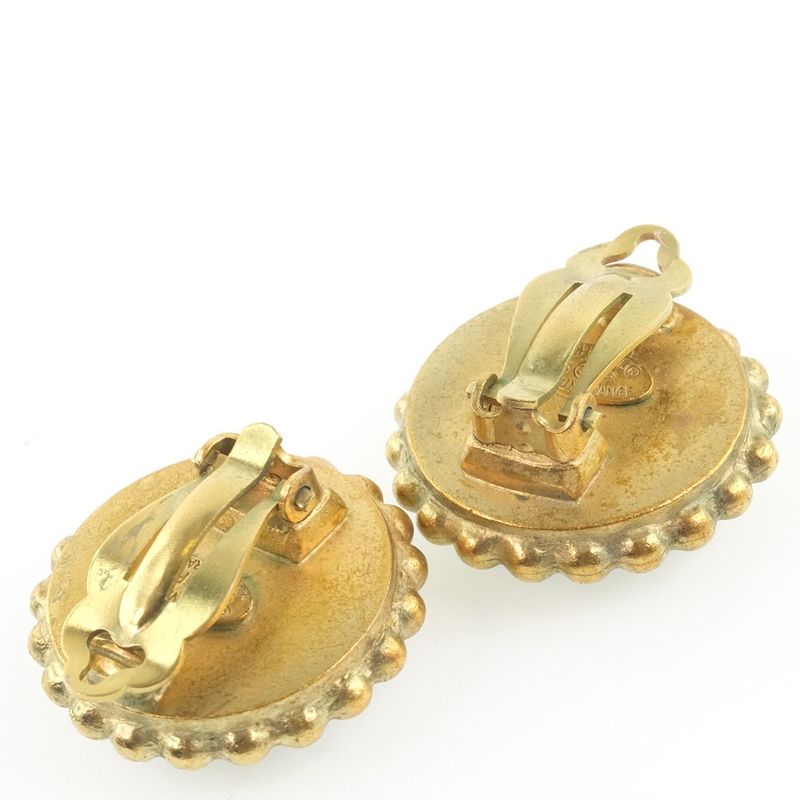 Chanel Coco Mark Vintage Gold Plated Black 95 P 27.0 g Earrings — view 7