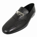 Hermes Blaise Loafers Shoes Slip on Leather Silver Collier de Chien 26 cm Black