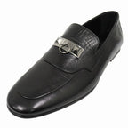 Hermes Blaise Loafers Shoes Slip on Leather Silver Collier de Chien 26 cm Black