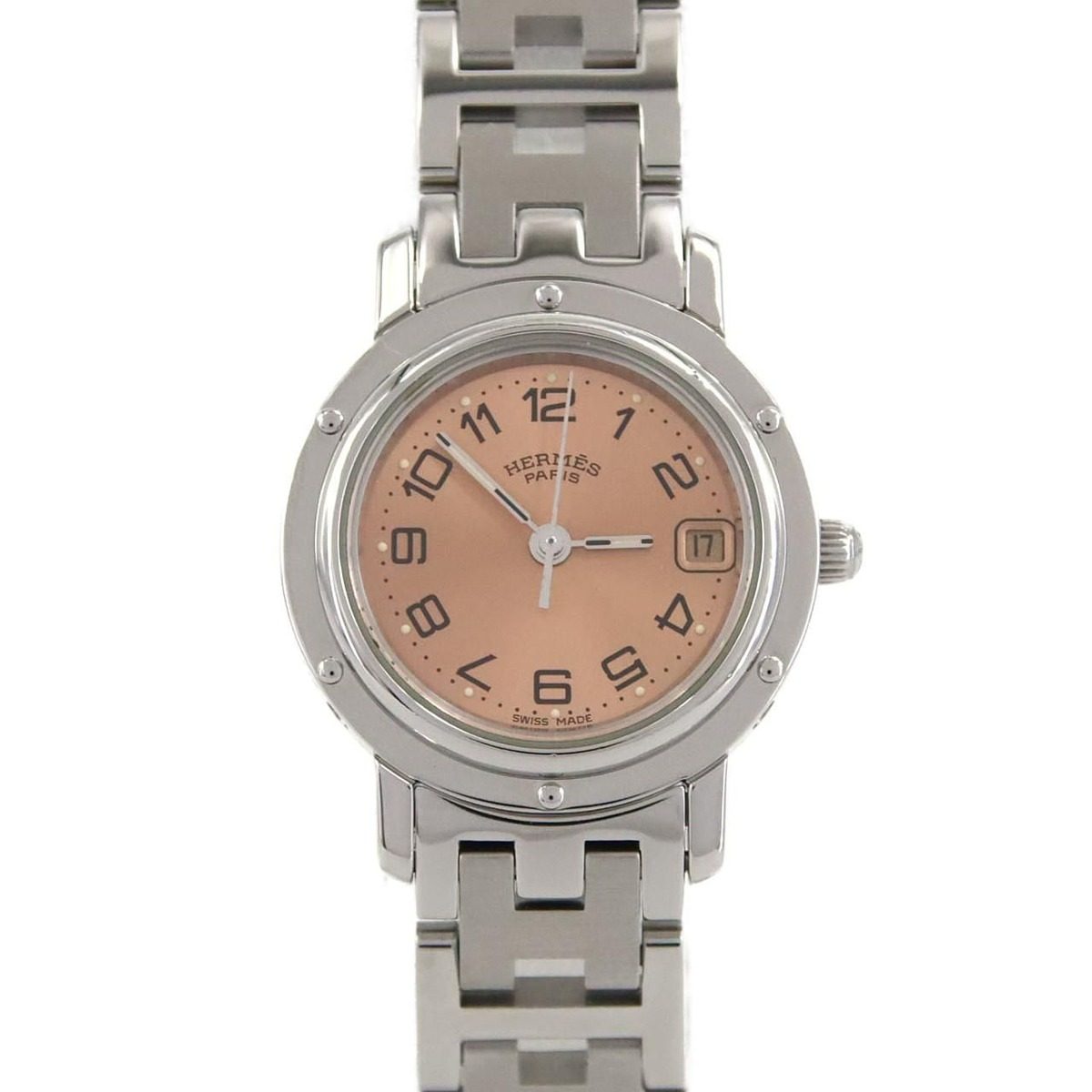 Hermes SS Quartz Watch Pink