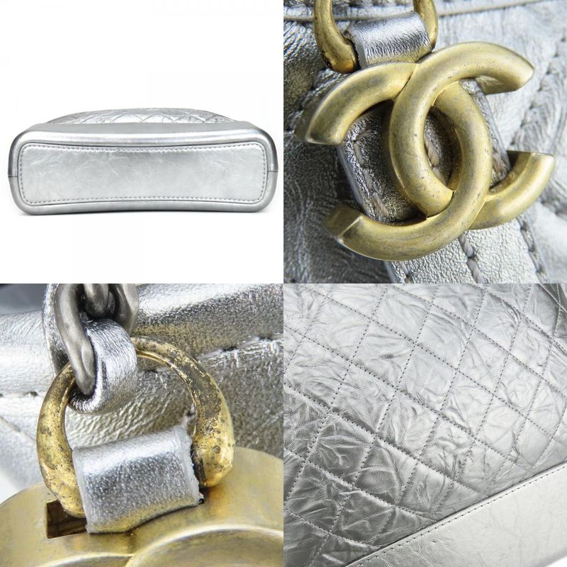 Chanel Shoulder Bag Gabrielle Chain Large Hobo Leather Silver Metallic — view 4